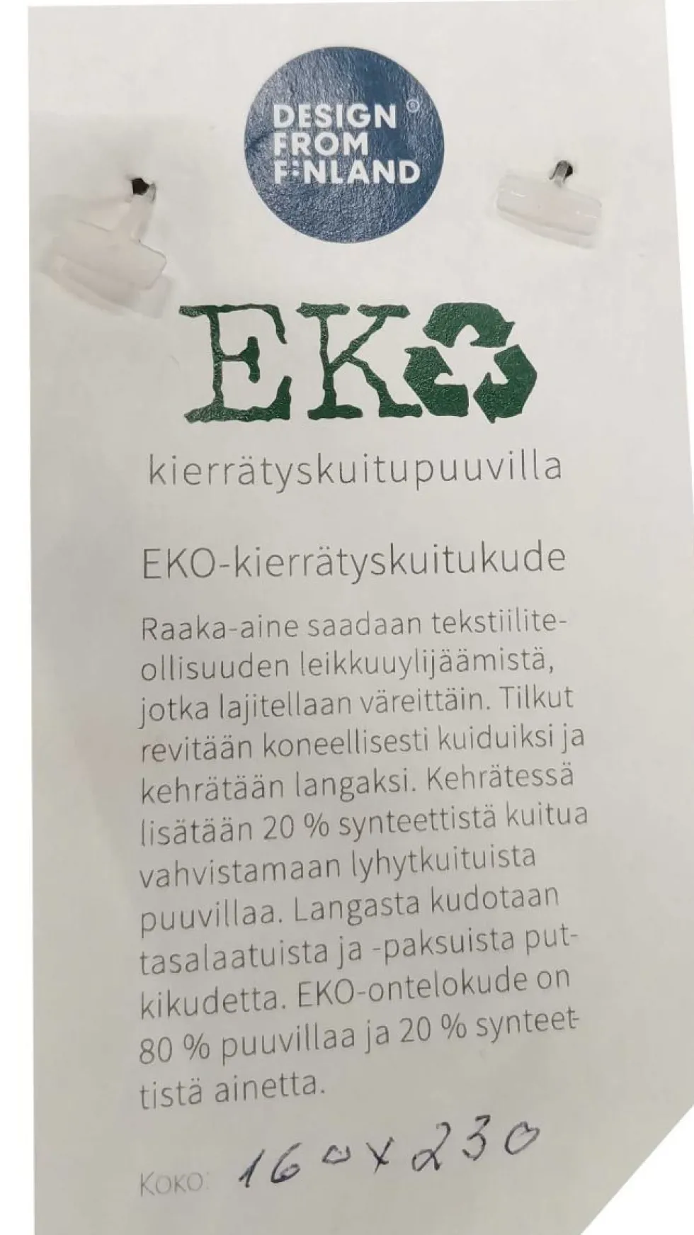 Eko puuvillamatto musta-valkoinen 160x230cm