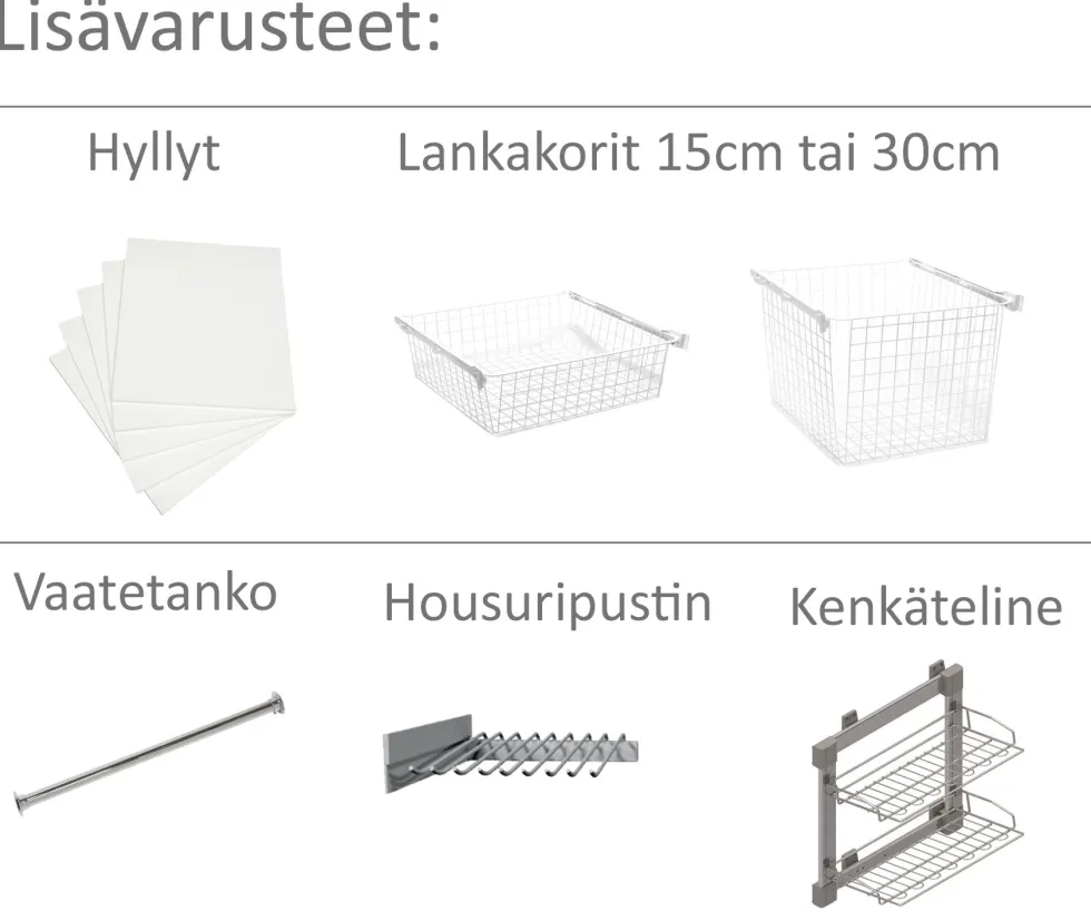 Hiipakka Eazy-komero 60 x 191 cm, muokattava