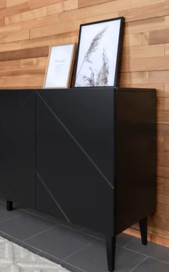 Hiipakka Vilja senkki 150cm laatikoilla ja ovilla, musta