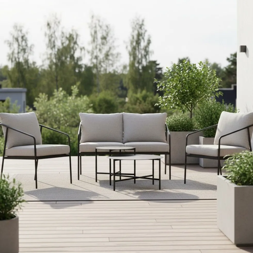 Hygge terassisetti sohva + nojatuolit + pöydät