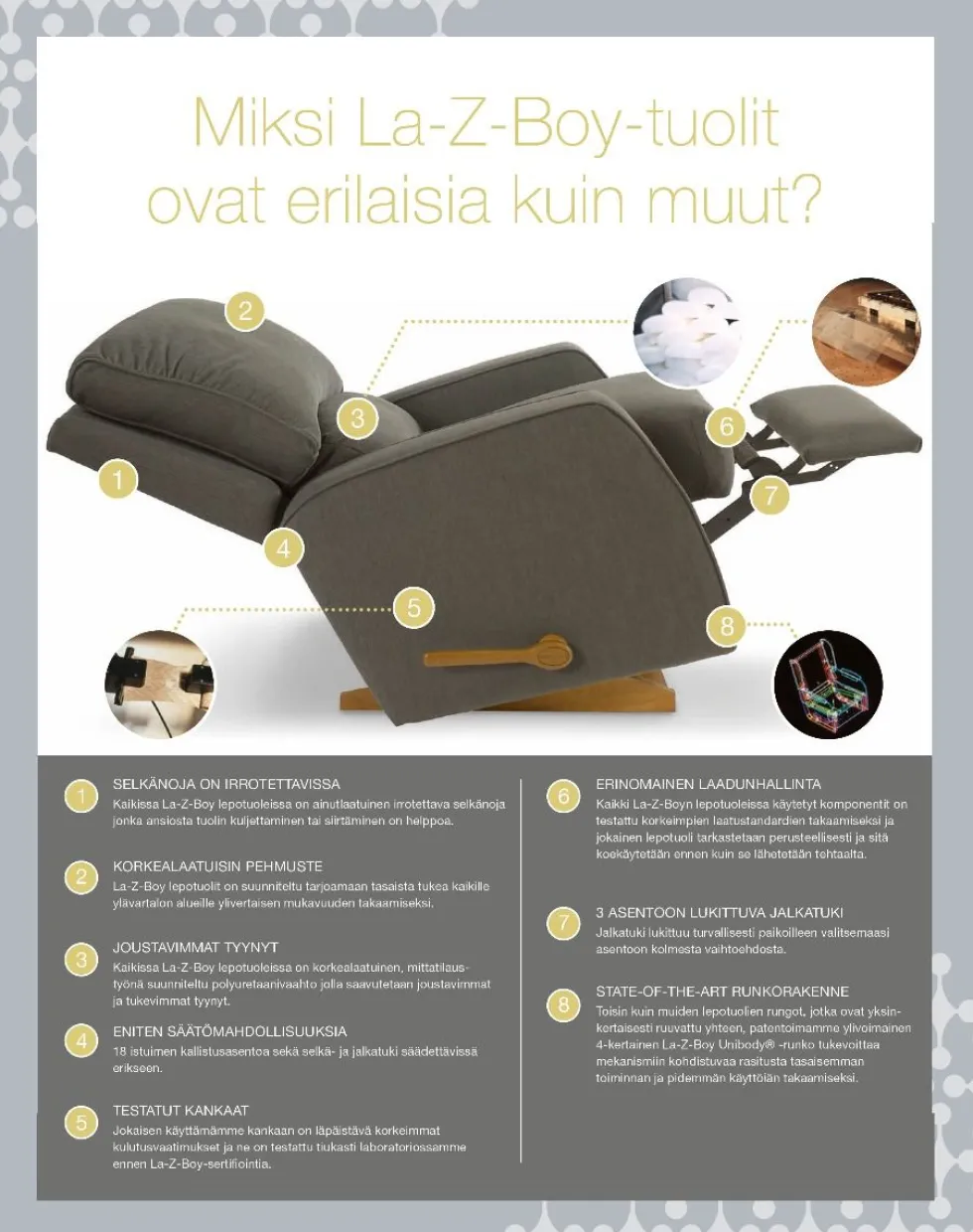 La-Z-Boy Rowan 3+1+1 recliner sohvakalusto, ruskea nahka