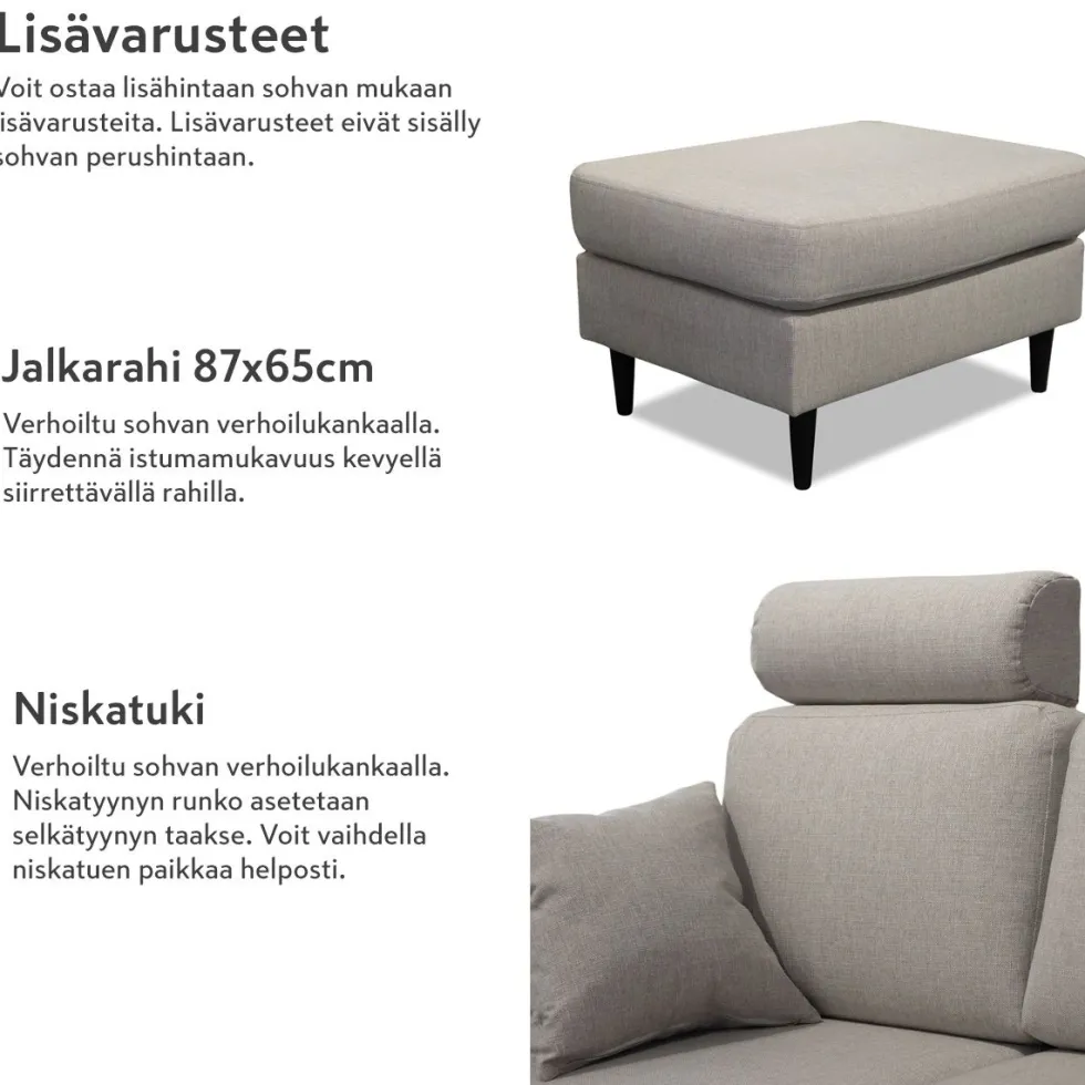 Napue avokulmasohva beige