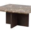 Rowico Brooksville sohvapöytä 90x90cm, ruskea marmori/ruskea tammi
