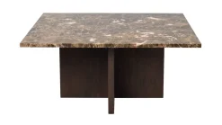 Rowico Brooksville sohvapöytä 90x90cm, ruskea marmori/ruskea tammi