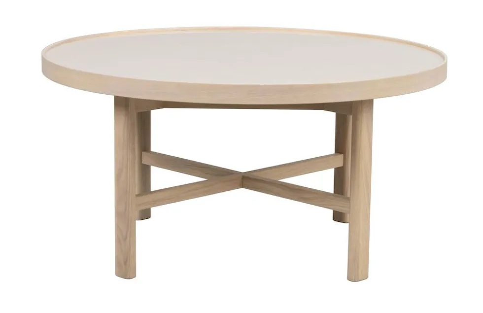 Rowico Marsden sohvapöytä 90cm, beige / valkopesty tammi