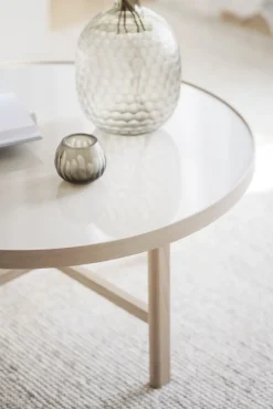 Rowico Marsden sohvapöytä 90cm, beige / valkopesty tammi