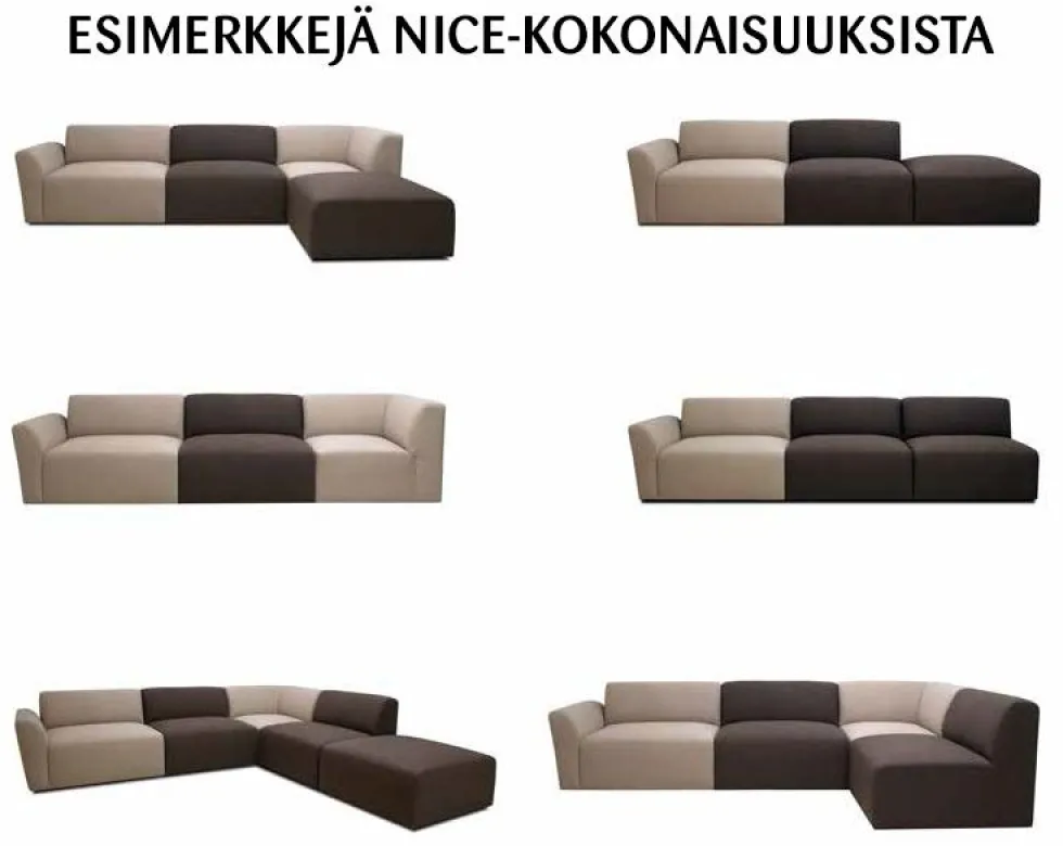 Tropez moduulisohvan kulmaosa, eri värejä